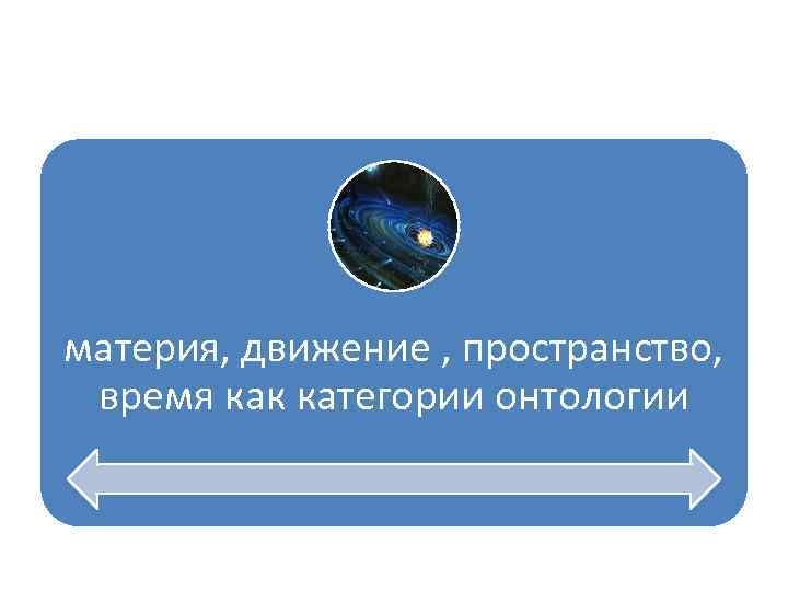материя, движение , пространство, время как категории онтологии 