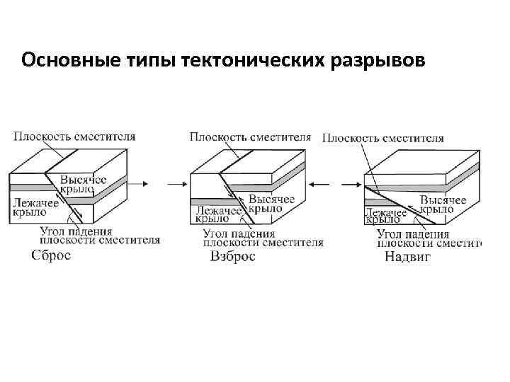 Основные типы тектонических разрывов 