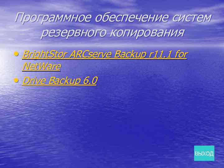 Программное обеспечение систем резервного копирования • Bright. Stor ARCserve Backup r 11. 1 for