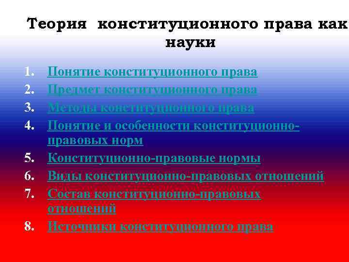 Понятие теории науки. Теории конституционного права. Основы теории Конституции. Гипотеза конституционного права. Основы конституционной теории.