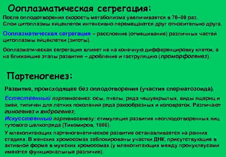 Ооплазматическая сегрегация: После оплодотворения скорость метаболизма увеличивается в 70– 80 раз. Слои цитоплазмы яйцеклеток