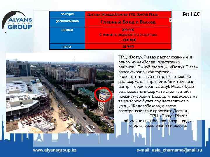 позиция Достык Жолдасбекова ТРЦ Dostyk Plaza расположение Главный Вход и Выход аренда Без НДС