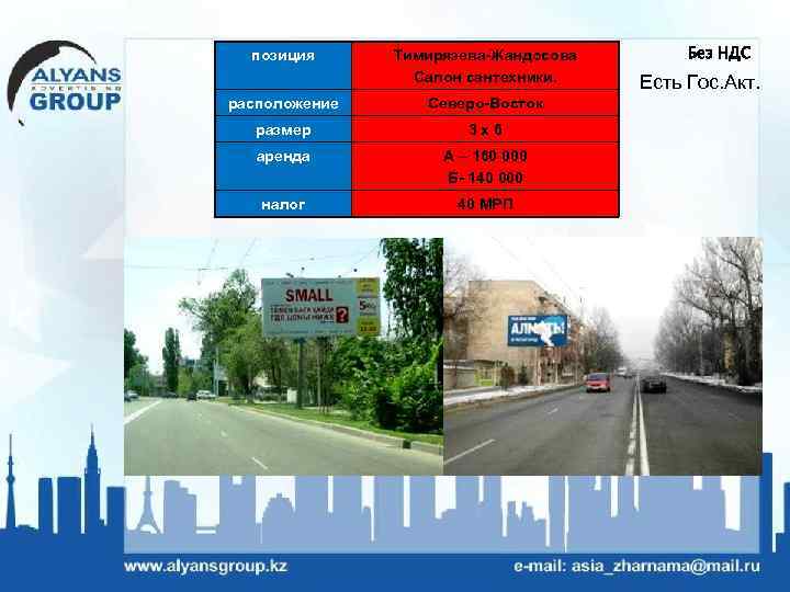 позиция Тимирязева-Жандосова Салон сантехники. расположение Северо-Восток размер 3 х6 аренда А – 160 000