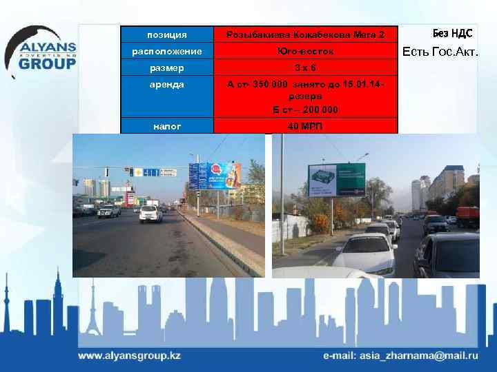 позиция Розыбакиева Кожабекова Мега 2 расположение Юго-восток размер 3 х6 аренда А ст- 350