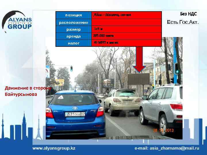 позиция Абая – Масанчи, сев-зап Есть Гос. Акт. расположение размер 3 х6 м аренда