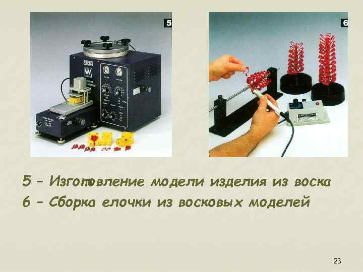 5 – Изготовление модели изделия из воска 6 – Сборка елочки из восковых моделей