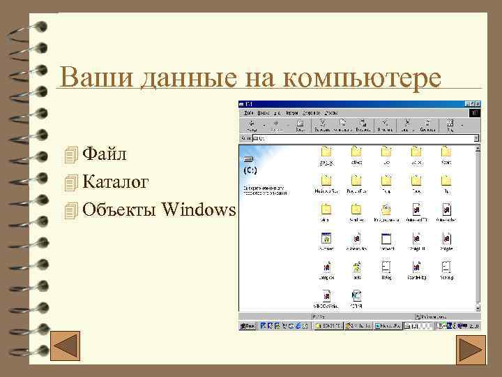 Ваши данные на компьютере 4 Файл 4 Каталог 4 Объекты Windows 