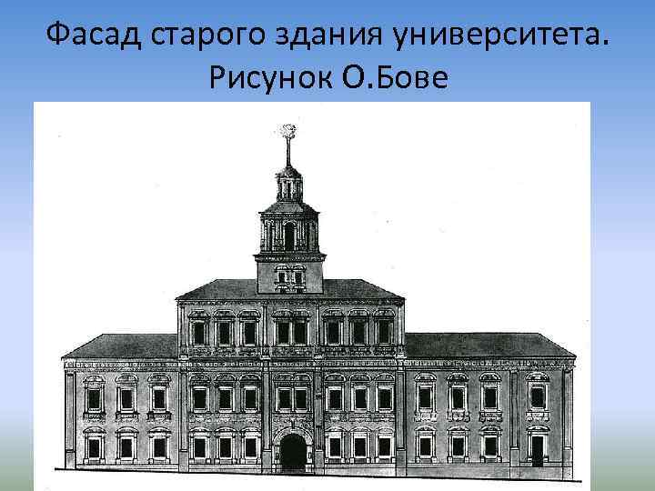Фасад старого здания университета. Рисунок О. Бове 