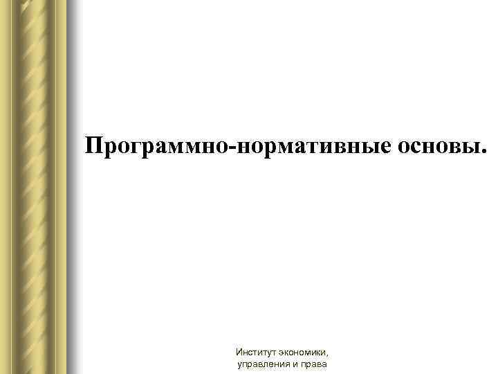 Программно-нормативные основы. Институт экономики, управления и права 