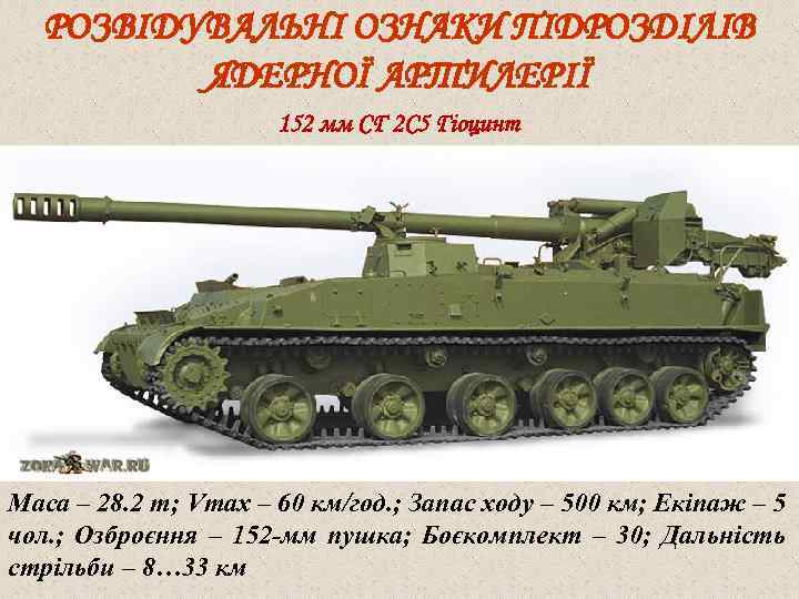 РОЗВІДУВАЛЬНІ ОЗНАКИ ПІДРОЗДІЛІВ ЯДЕРНОЇ АРТИЛЕРІЇ 152 мм СГ 2 С 5 Гіоцинт Маса –