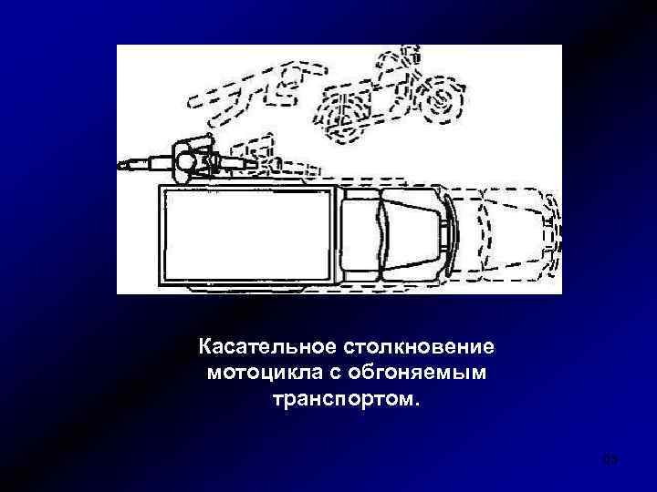 Касательное столкновение мотоцикла с обгоняемым транспортом. 63 