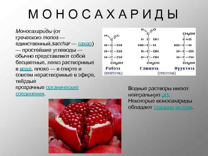 М О Н О С А Х А Р И Д Ы Моносахари ды