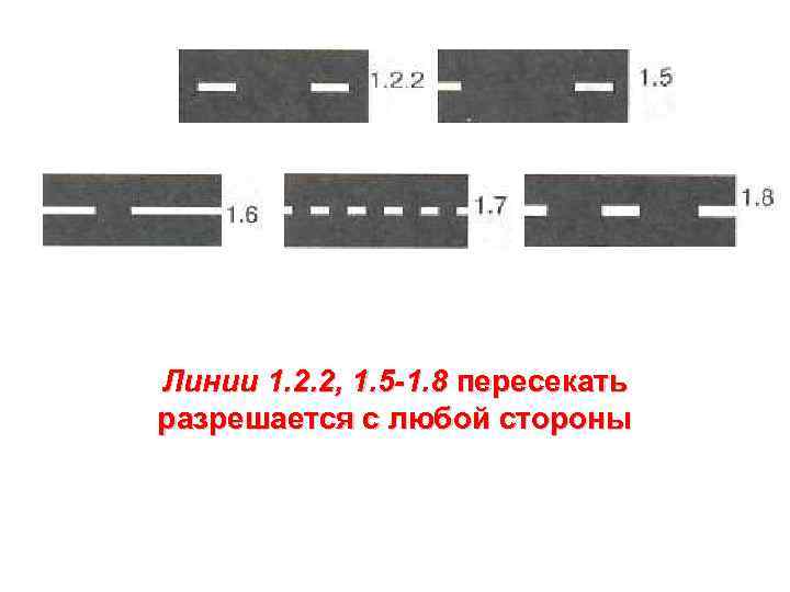 Линии 1. 2. 2, 1. 5 -1. 8 пересекать разрешается с любой стороны 