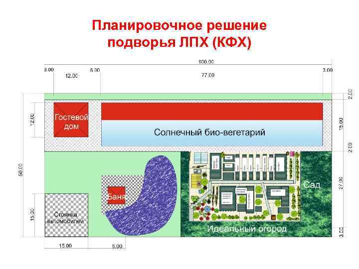 Планировочное решение подворья ЛПХ (КФХ) 
