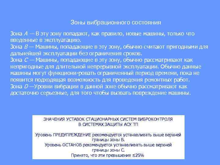 Зоны вибрационного состояния Зона А — В эту зону попадают, как правило, новые машины,