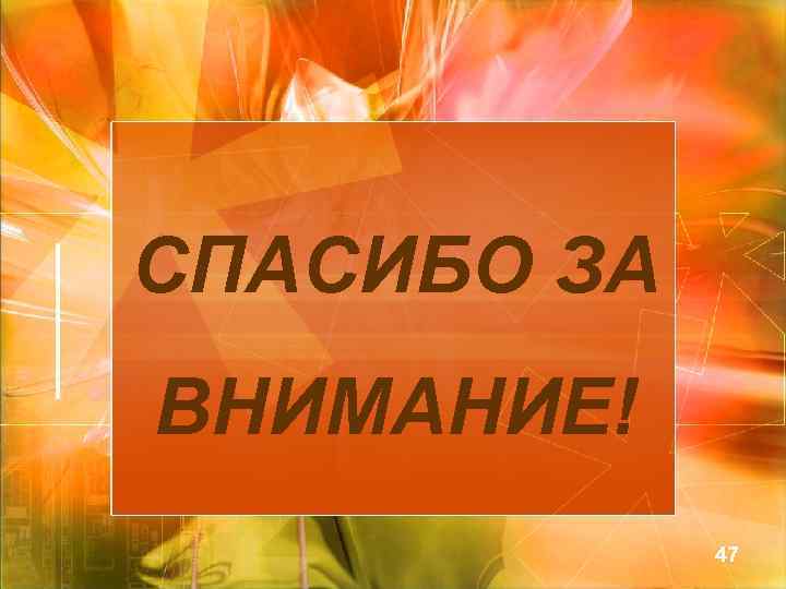 СПАСИБО ЗА ВНИМАНИЕ! 47 