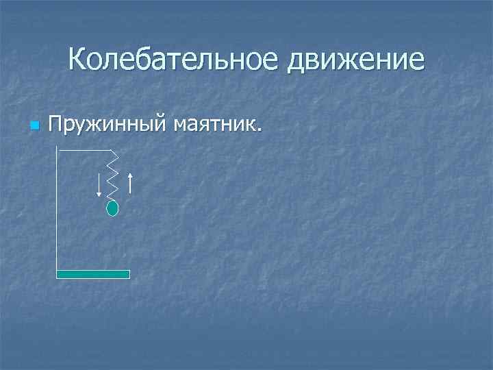 Колебательное движение n Пружинный маятник. 