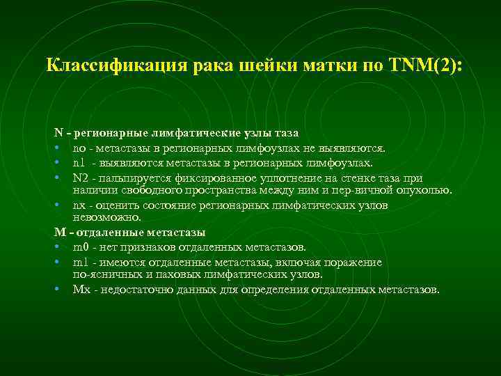 Классификация рака шейки матки по TNM(2): N - регионарные лимфатические узлы таза • no