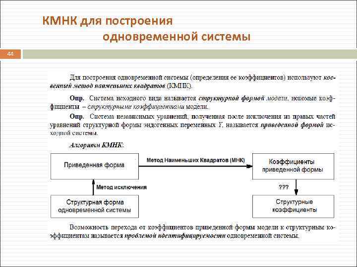 КМНК для построения одновременной системы 44 