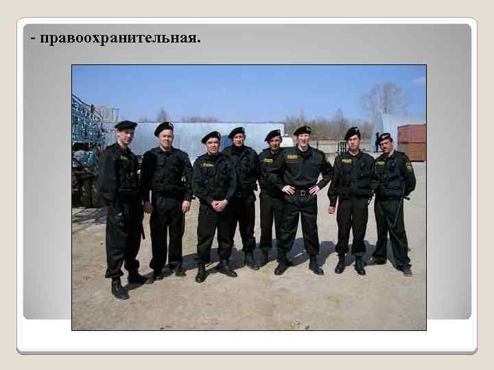 - правоохранительная. 
