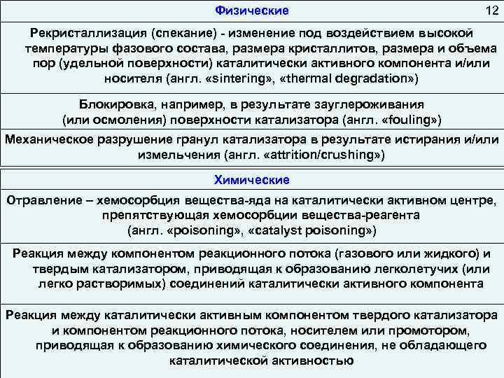 Физические 12 Рекристаллизация (спекание) - изменение под воздействием высокой температуры фазового состава, размера кристаллитов,