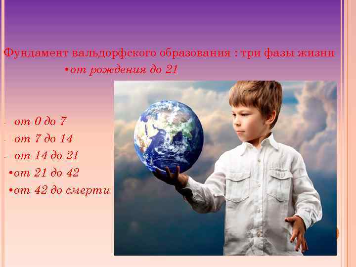 Фундамент вальдорфского образования : три фазы жизни • от рождения до 21 от 0