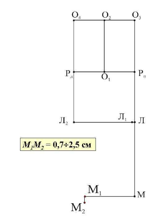 М 1 М 2 = 0, 7 2, 5 см 