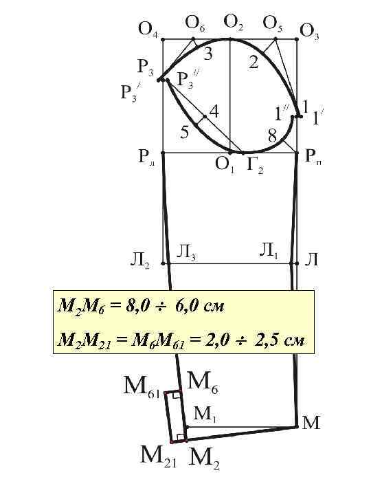 М 2 М 6 = 8, 0 6, 0 см М 2 М 21