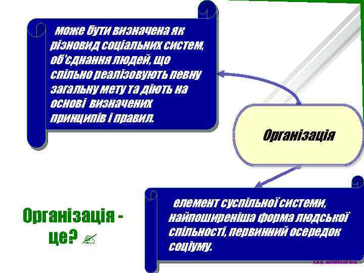 може бути визначена як різновид соціальних систем, об'єднання людей, що спільно реалізовують певну загальну