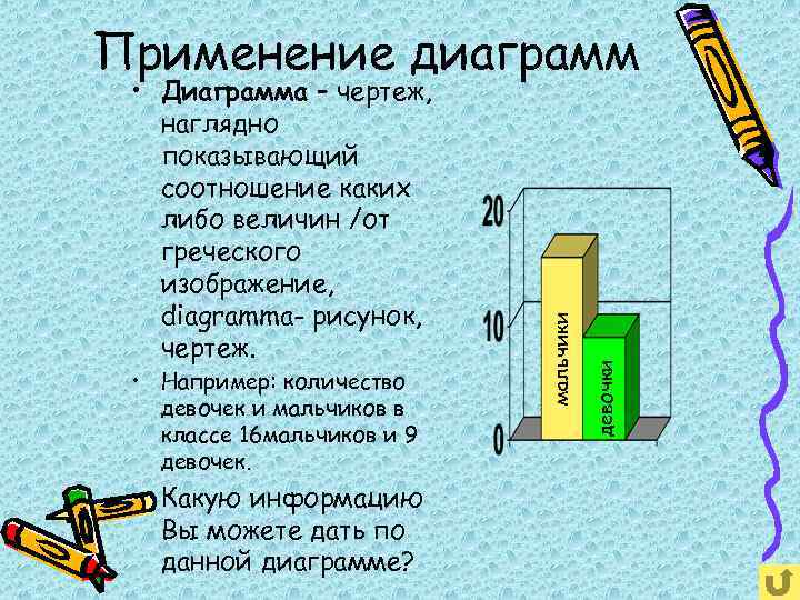  • Например: количество девочек и мальчиков в классе 16 мальчиков и 9 девочек.