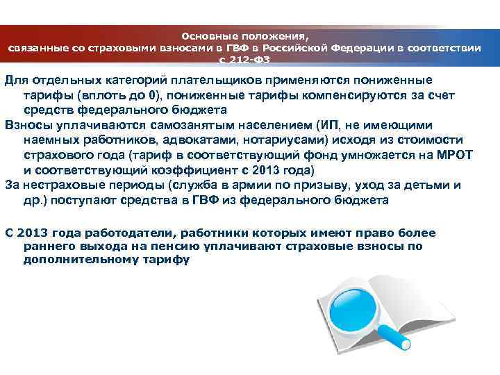 Основные положения, связанные со страховыми взносами в ГВФ в Российской Федерации в соответствии с