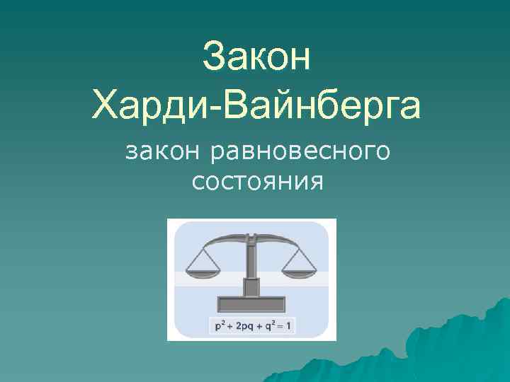Закон Харди-Вайнберга закон равновесного состояния 
