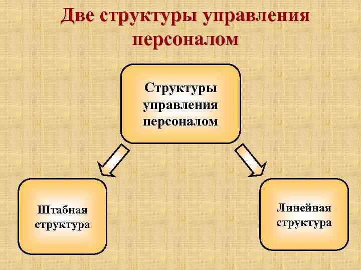 Две структуры управления персоналом Структуры управления персоналом Штабная структура Линейная структура 