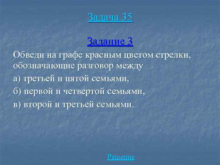 Задача 35 Задание 3 Обведи на графе красным цветом стрелки, обозначающие разговор между а)