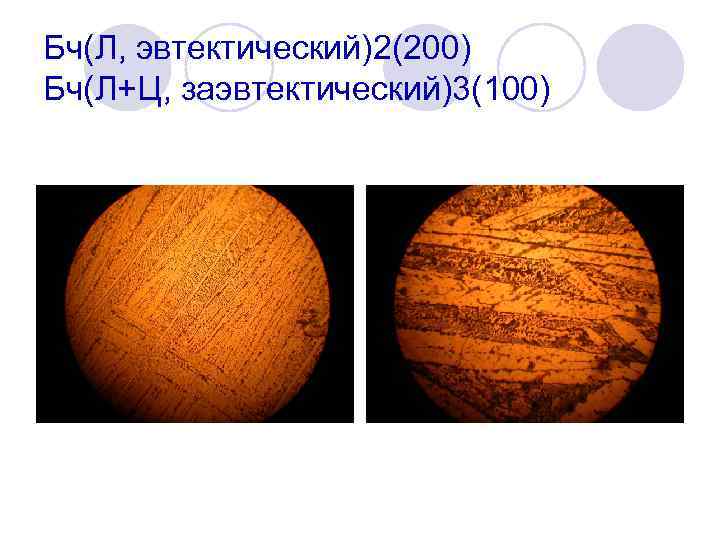 Бч(Л, эвтектический)2(200) Бч(Л+Ц, заэвтектический)3(100) 