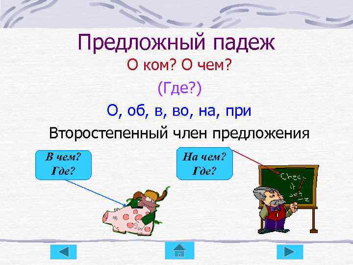 Предложный падеж О ком? О чем? (Где? ) О, об, в, во, на, при