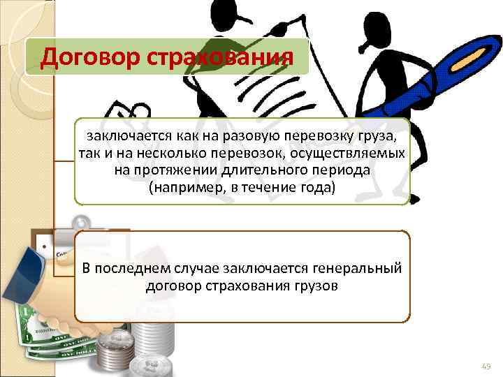 Договор страхования заключается как на разовую перевозку груза, так и на несколько перевозок, осуществляемых