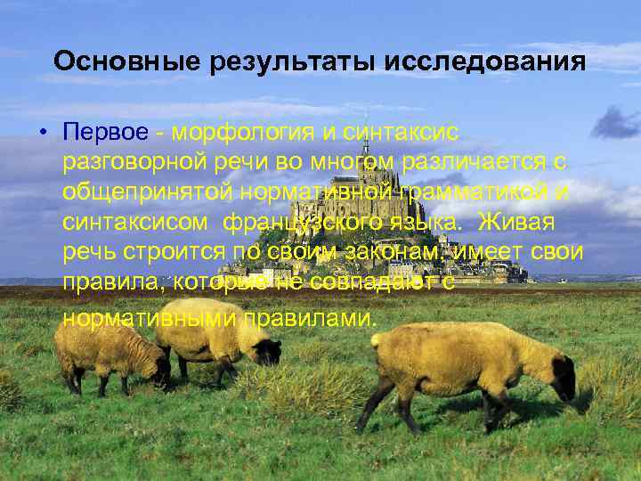 Основные результаты исследования • Первое - морфология и синтаксис разговорной речи во многом различается