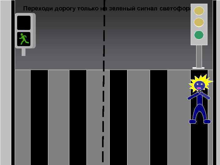 Переходи дорогу только на зеленый сигнал светофора 