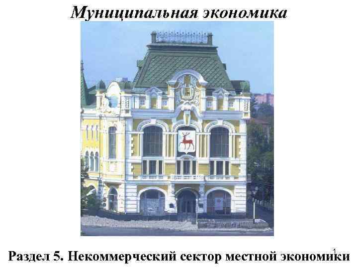 Муниципальная экономика 1 Раздел 5. Некоммерческий сектор местной экономики 