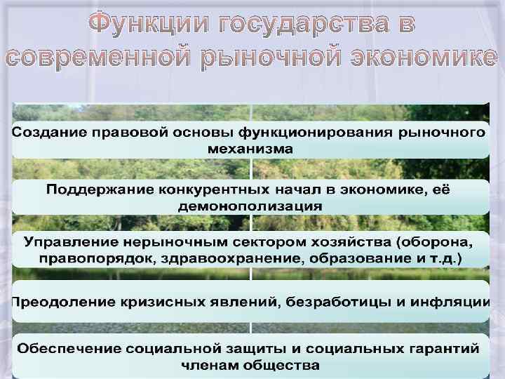 Функции государства в современной рыночной экономике 