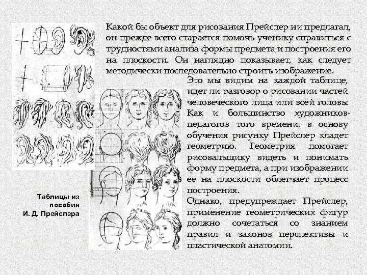 Таблицы из пособия И. Д. Прейслера Какой бы объект для рисования Прейслер ни предлагал,