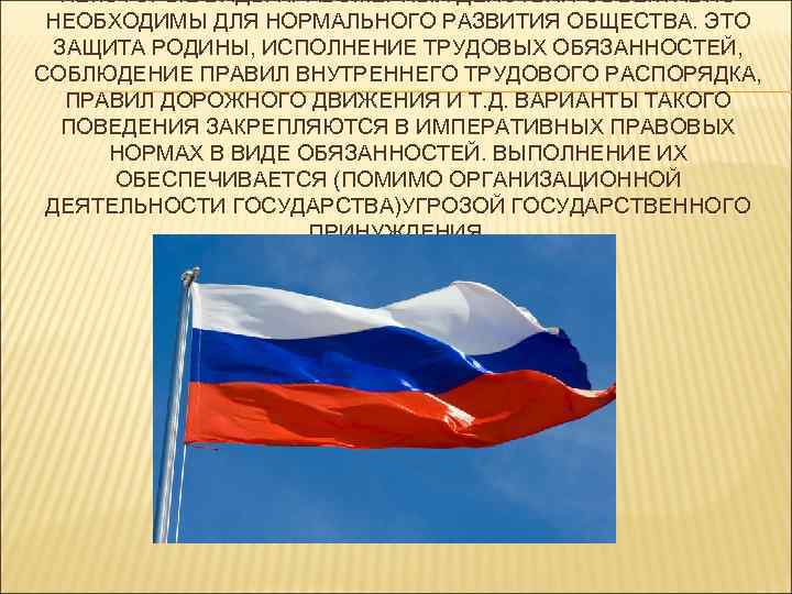НЕКОТОРЫЕ ВИДЫ ПРАВОМЕРНЫХ ДЕЙСТВИЙ ОБЪЕКТИВНО НЕОБХОДИМЫ ДЛЯ НОРМАЛЬНОГО РАЗВИТИЯ ОБЩЕСТВА. ЭТО ЗАЩИТА РОДИНЫ, ИСПОЛНЕНИЕ