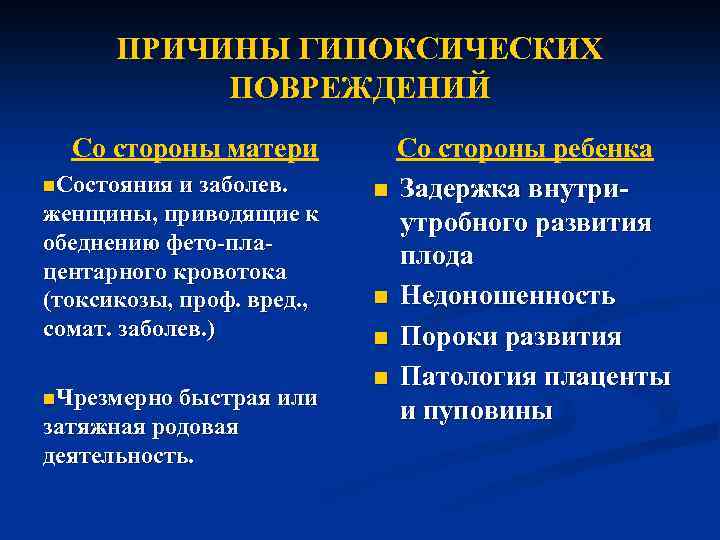 Перинатальная патология. Причины перинатальных гипоксических повреждений. Причины перинатальной патологии. Гипоксические родовые травмы.