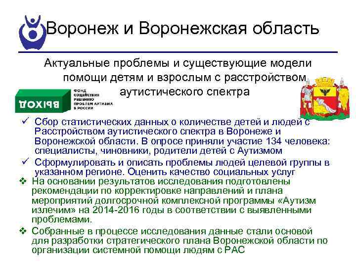 Воронеж и Воронежская область Актуальные проблемы и существующие модели помощи детям и взрослым с