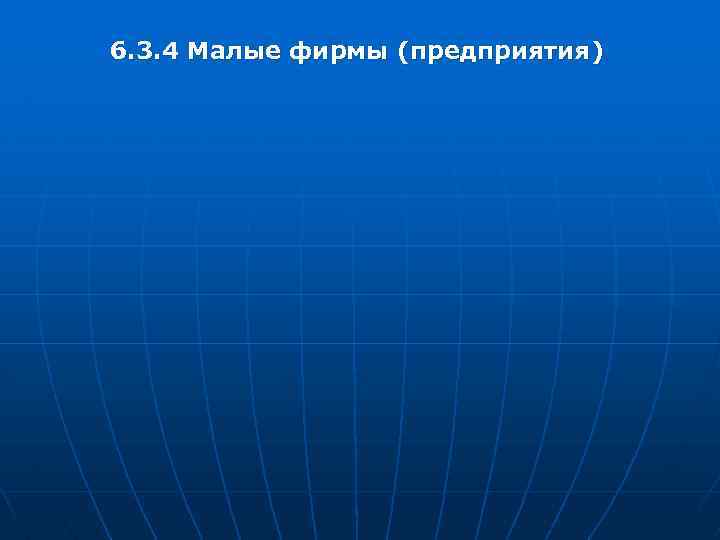 6. 3. 4 Малые фирмы (предприятия) 