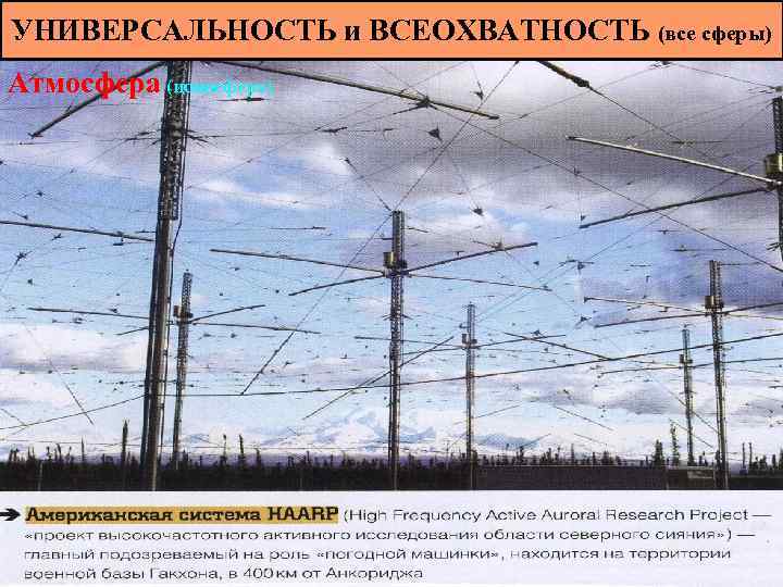 УНИВЕРСАЛЬНОСТЬ и ВСЕОХВАТНОСТЬ (все сферы) Атмосфера (ионосфера) 