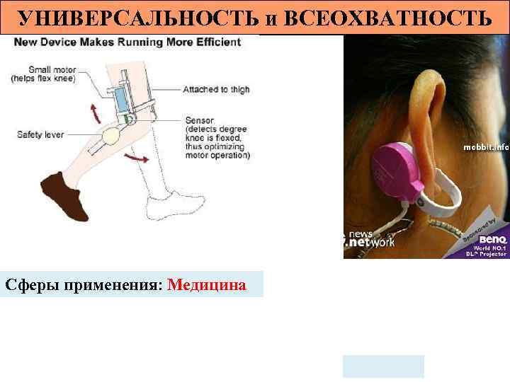 УНИВЕРСАЛЬНОСТЬ и ВСЕОХВАТНОСТЬ Сферы применения: Медицина 