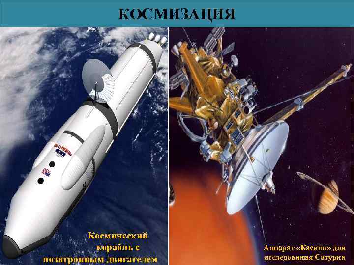 КОСМИЗАЦИЯ Космический корабль с позитронным двигателем Аппарат «Касини» для исследования Сатурна 