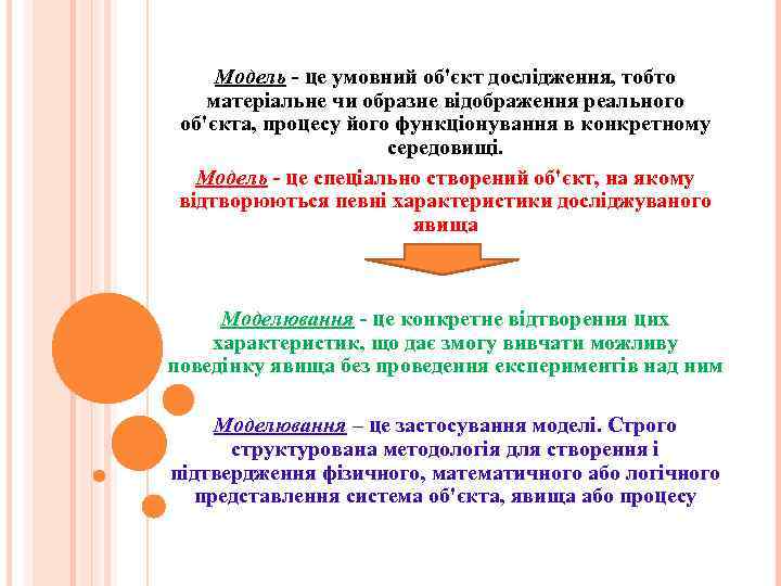 Модель - це умовний об'єкт дослідження, тобто матеріальне чи образне відображення реального об'єкта, процесу